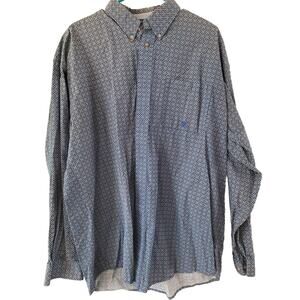 Wrangler Shirt Mens Extra Large‎ Blue Patterned 20X TwentyX Long Sleeve Western